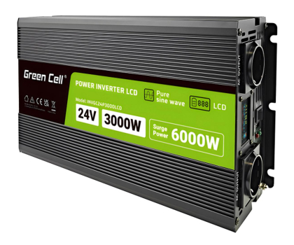 Przetwornica samochodowa Green Cell PowerInverter LCD 24V 3000W/6000W (czysty sinus)